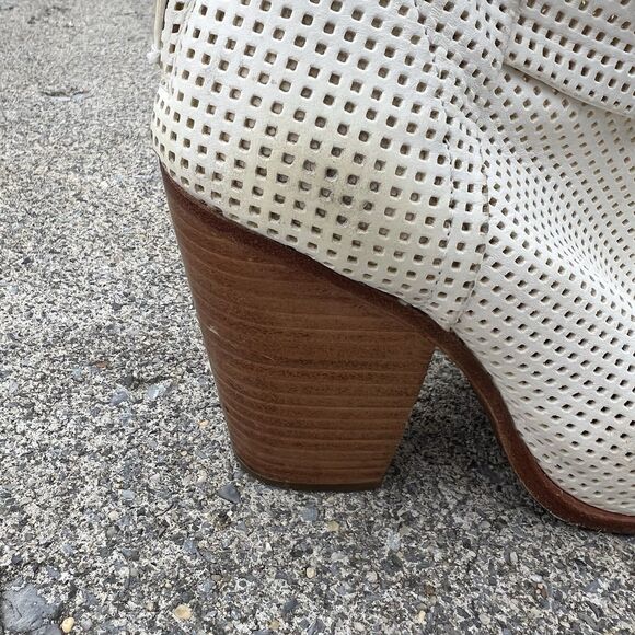 RAG & BONE Newbury Ankle Booties White Perforated Leather - Picture 8 of 11